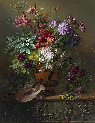 Still Life with Flowers in a Greek Vase: Allegory of Spring, 1817 | Georgius van Os | Painting Reproduction