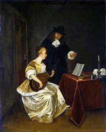 The Music Lesson, c.1670 by Gerard ter Borch | Painting Reproduction