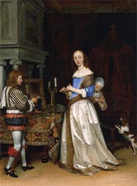 A Lady at her Toilet, c.1660 by Gerard ter Borch | Painting Reproduction