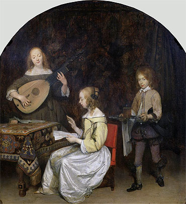 The Concert: Singer and Theorbo Player, c.1657 | Gerard ter Borch | Gemälde Reproduktion