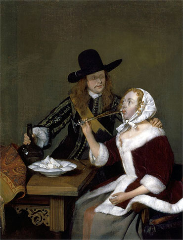A Gentleman Pressing a Lady to Drink, c.1660 | Gerard ter Borch | Painting Reproduction
