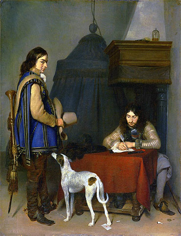 Officer Writing a Letter with a Trumpeter, c.1658/59 | Gerard ter Borch | Painting Reproduction