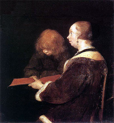The Reading Lesson, c.1652 | Gerard ter Borch | Gemälde Reproduktion