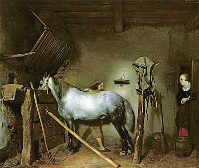 Horse Stable, c.1652/54  | Gerard ter Borch | Painting Reproduction