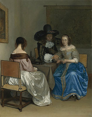 The Card Players, c.1659 | Gerard ter Borch | Gemälde Reproduktion