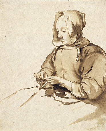 Woman Doing Handwork, c.1655 | Gerbrand van den Eeckhout | Gemälde Reproduktion