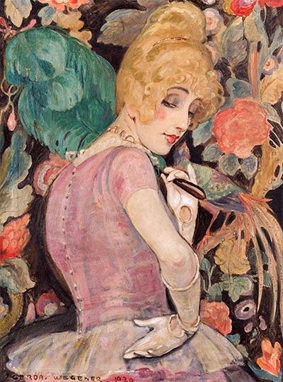Lili with a Feather Fan, 1920 | Gerda Wegener | Painting Reproduction