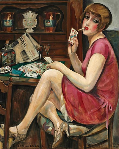 Queen of Hearts (Solitaire), 1928 | Gerda Wegener | Painting Reproduction