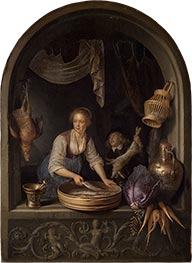 Köchin am Fenster, 1652 von Gerrit Dou | Gemälde-Reproduktion