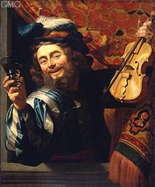 The Merry Fiddler, 1623 by Gerrit van Honthorst | Painting Reproduction