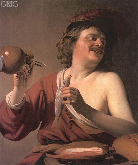 Been Drinker, Pickled Herring, c.1625 | Gerrit van Honthorst | Painting Reproduction