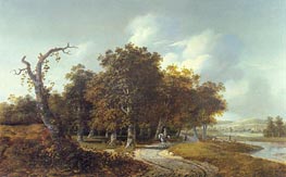 Wooded Landscape with Horseman, c.1660 by Gillis Rombouts | Painting Reproduction