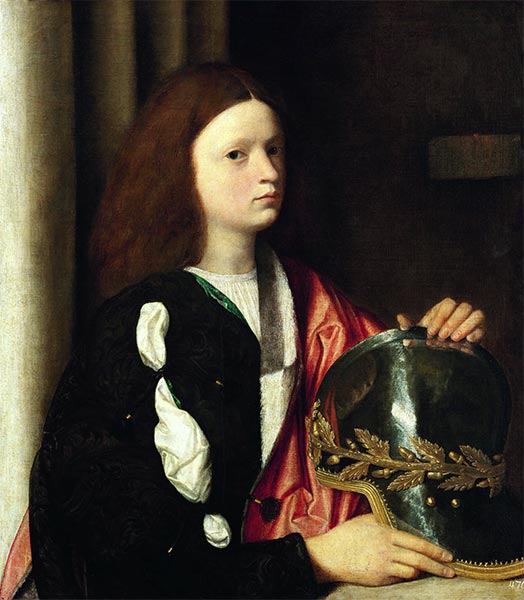 Portrait of a Boy with Helmet, c.1502 by Giorgione | Painting Reproduction