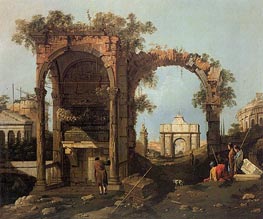 Landscape with Ruins, 1740 von Canaletto | Gemälde-Reproduktion