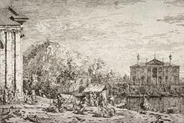 The Market at Dolo, n.d. von Canaletto | Gemälde-Reproduktion