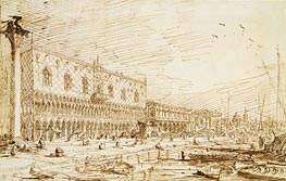 The Molo and Riva degli Schiavoni Looking East, 1729 by Canaletto | Painting Reproduction