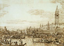 The Bacino Looking West on Ascension Day, c.1734 von Canaletto | Gemälde-Reproduktion