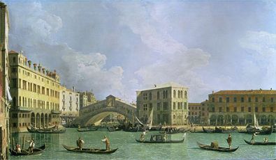 View of the Rialto Bridge, North | Canaletto | Painting