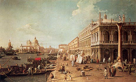 Molo with the Library, Looking Towards the Zecca, b.1740 | Canaletto | Gemälde Reproduktion