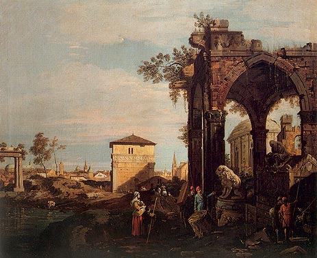 Landscape with Ruins, 1740 | Canaletto | Gemälde Reproduktion