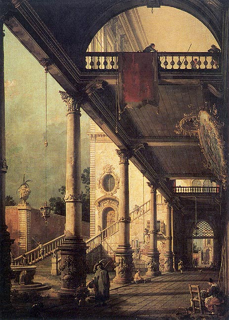 Architektonische Capriccio mit einer Kolonnade | Canaletto | Gemälde Reproduktion