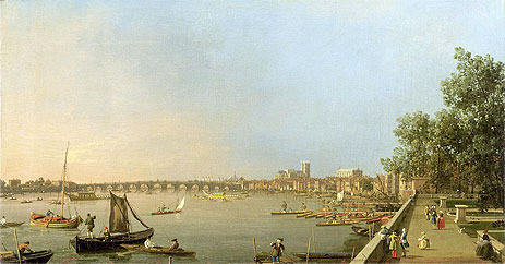 The Thames from the Terrace of Somerset House, looking upstream Towards Westminster and Whitehall, c.1750 | Canaletto | Gemälde Reproduktion