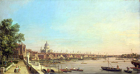 The Thames from the Terrace of Somerset House Looking Towards St. Paul's, c.1750 | Canaletto | Gemälde Reproduktion