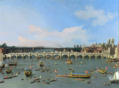Westminster Bridge, London, With the Lord Mayor's Procession on the Thames, n.d. | Canaletto | Painting Reproduction