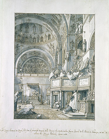 The Choir Singing in St. Mark's Basilica, Venice, 1766 | Canaletto | Gemälde Reproduktion