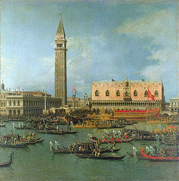 View of the Palace of St Mark, Venice, with Preparations for the Doge's Wedding, n.d. | Canaletto | Gemälde Reproduktion