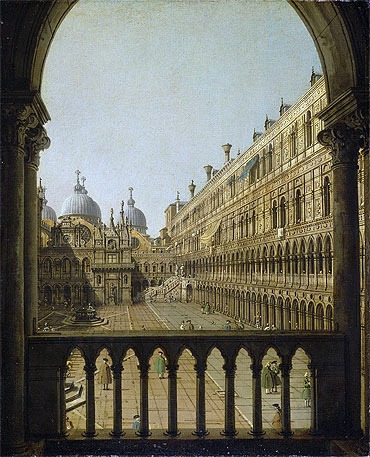 Interior Court of the Doge's Palace, Venice, c.1756 | Canaletto | Painting Reproduction