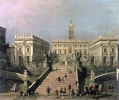 View of Piazza del Campidoglio and Cordonata, Rome, n.d. | Canaletto | Painting Reproduction