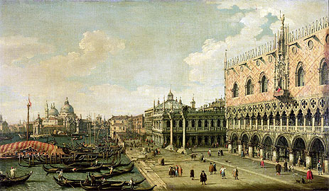 Blick auf das Molo in Richtung Einfahrt des Canal Grande, Venedig | Canaletto | Gemälde Reproduktion