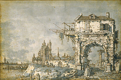 Eine imaginäre Ansicht mit einem Triumphbogen | Canaletto | Gemälde Reproduktion