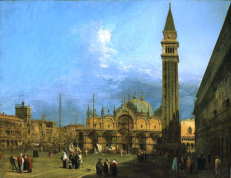 Venice: Piazza St. Marco with the Basilica and Campanile, c.1725 | Canaletto | Painting Reproduction