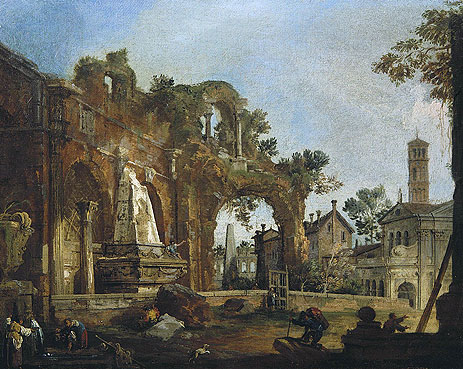 Rome: A Caprice View with Ruins Based on the Forum, c.1726 | Canaletto | Painting Reproduction