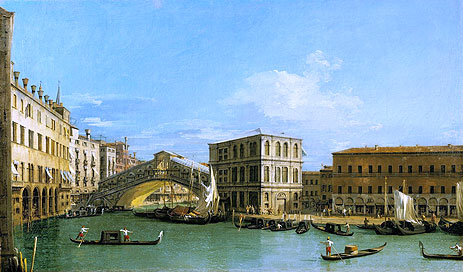Die Rialto-Brücke von Norden | Canaletto | Gemälde Reproduktion