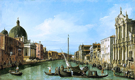 The Grand Canal Looking West with the Scalzi and San Simeon Piccolo, c.1726/27 | Canaletto | Painting Reproduction