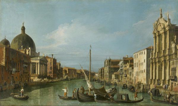 Der Canal Grande, Blick nach Westen mit den Scalzi und San Simeon Piccolo | Canaletto | Gemälde Reproduktion