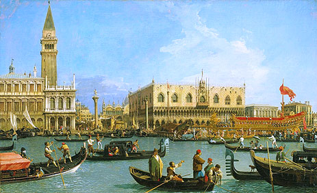 Der Bacino di San Marco am Himmelfahrtstag, c.1733/34 von Canaletto | Gemälde-Reproduktion