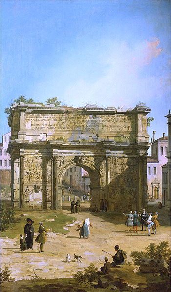 Rom: Der Bogen des Septimius Severus, 1742 von Canaletto | Gemälde-Reproduktion
