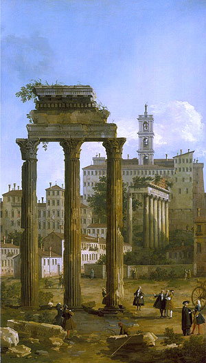 Rome: The Ruins of the Forum looking towards the Capitol, 1742 | Canaletto | Gemälde Reproduktion