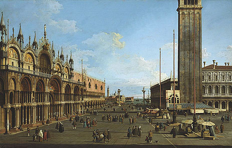 Venice: The Piazza and Piazzetta from the Torre dell'Orologio towards St. Giorgio, 1744 | Canaletto | Gemälde Reproduktion