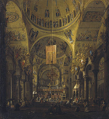 Venice: The Interior of St. Marco by ... | Canaletto | Painting Reproduction