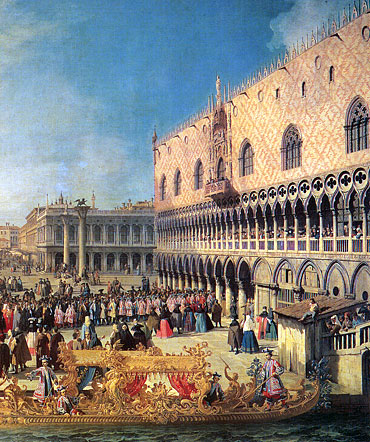 Aufnahme des kaiserlichen Gesandten im ..., 1729 von Canaletto | Gemälde-Reproduktion