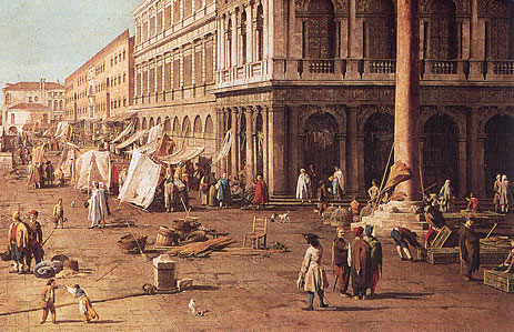 Molo with the Library, Looking Towards the Zecca (Detail), b.1740 | Canaletto | Gemälde Reproduktion