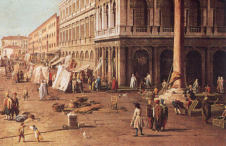 Molo mit der Bibliothek, Blick zur Zecca (Detail) | Canaletto | Gemälde Reproduktion