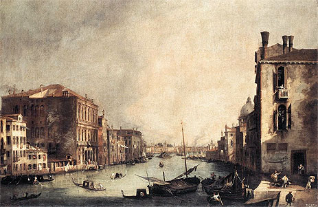 Grand Canal: Looking East from the Campo San Vio, c.1725 | Canaletto | Gemälde Reproduktion