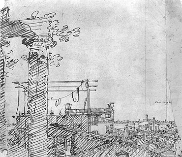 A View of Roofs: Landscape Sketch, c.1740 | Canaletto | Gemälde Reproduktion