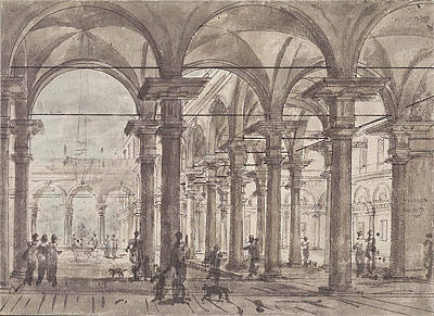 Architectural Design (Piazza with Open Colonnade), undated | Canaletto | Gemälde Reproduktion